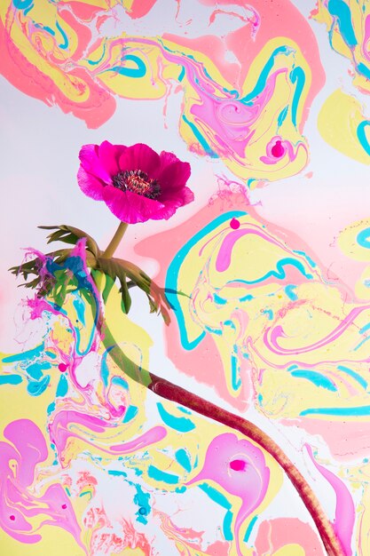 Flower with psychedelic painting