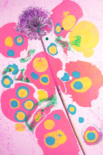 Flower with psychedelic painting