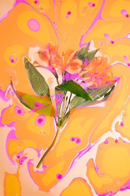 Flower with psychedelic painting