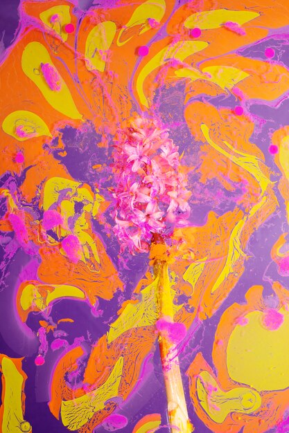 Flower with psychedelic painting