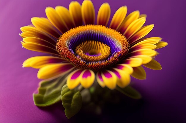 Цветок с фиолетовым фоном и желтый цветок с фиолетовым фоном.