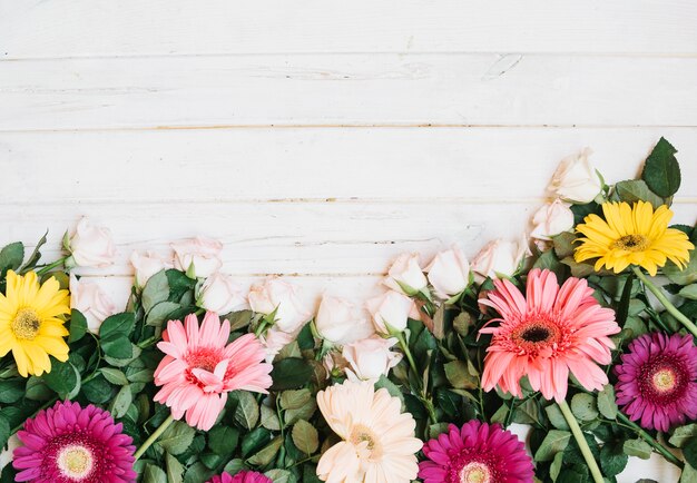 Flowers assortment on table