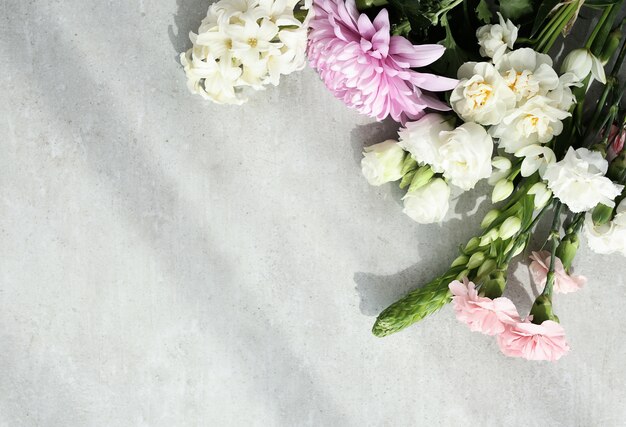 Flowers bouquet on grey background