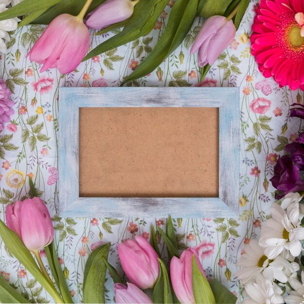 Flowers and frame on paper wrap