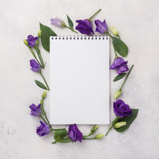 Flowers frame with notebook