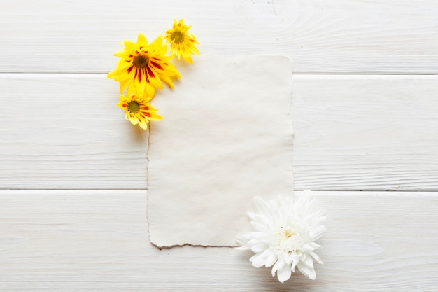 Flowers and small paper