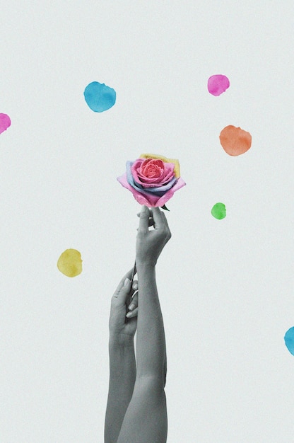 Foto gratuita fiori con collage di petali multicolori