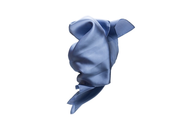 Плавный синий шелковый шарф, изолированные на белом.