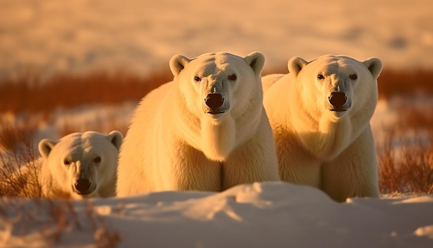 無料写真 ai によって生成された雪の中で遊ぶふわふわの北極哺乳類