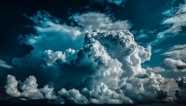 Бесплатное фото Пушистые кучевые облака плывут по спокойному небу, созданному искусственным интеллектом