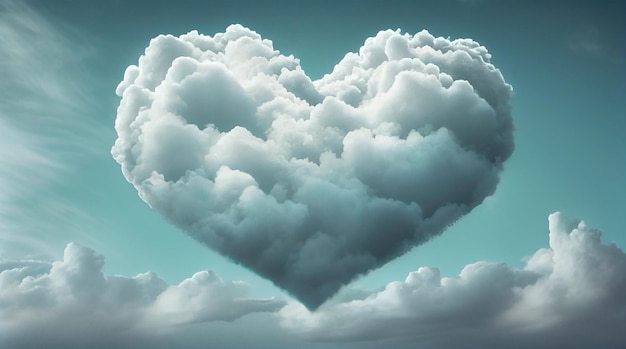 Fluffy heart shapes in blue sky symbolizing love generative AI
