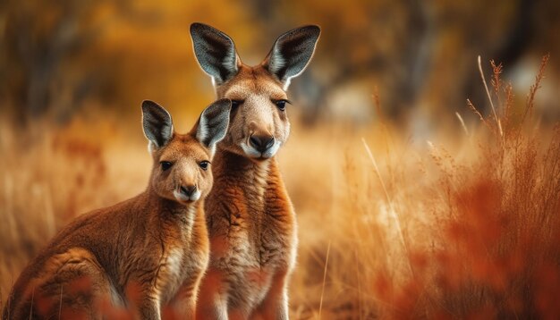 Fluffy marsupial ear looking at camera outdoors generated by AI