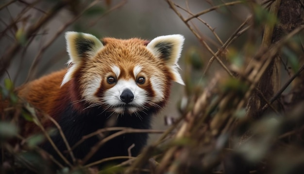 Free photo fluffy puppy sitting in grass staring ahead generated by ai