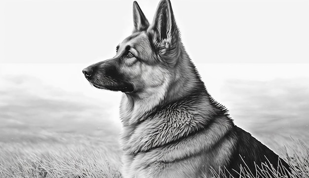 Free photo fluffy purebred german shepherd puppy sits obediently watching generated by ai