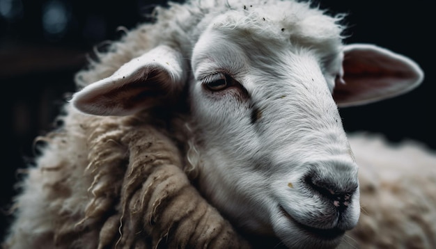 Free photo fluffy sheep grazing in idyllic rural meadow generated by ai