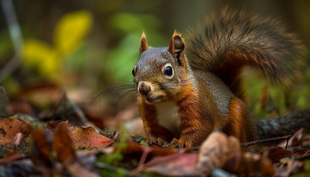 Fluffy squirrel nibbling on a tasty acorn generated by AI