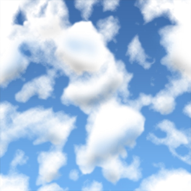 Пушистые белые облака в голубом небе