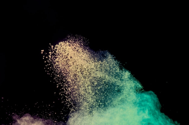 Flying powder particles in air 