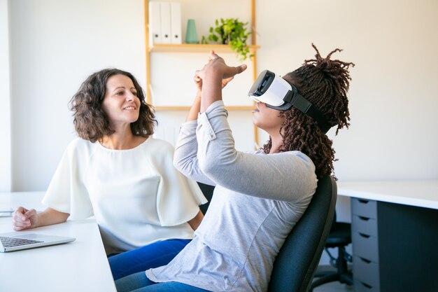 Focused workers testing new device