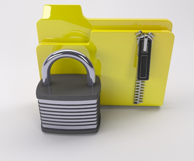 Folder and padlock