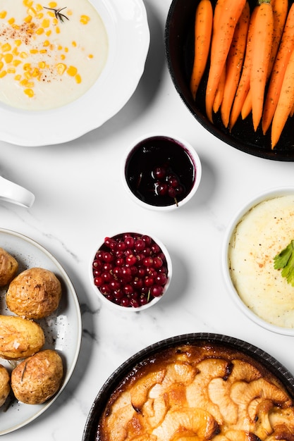 Free photo food arrangement flat lay