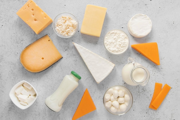 Food assortment with dairy products