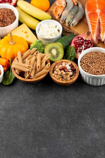 food groups arrangement high angle