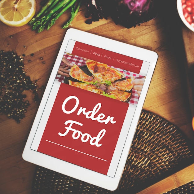 Free photo food order pizza online internet concept