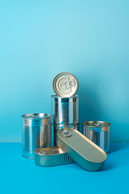 Food packaged in can still life