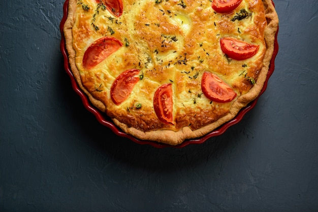 Food photography and restaurant concept. Delicious vegetable pie