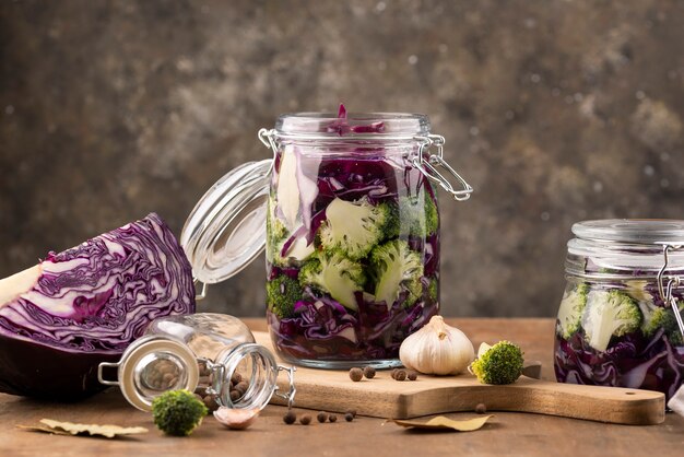 Food preservation concept with jars