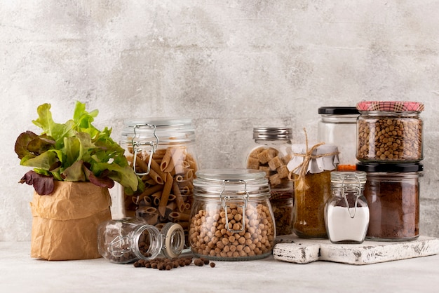 Free photo food preservation with containers