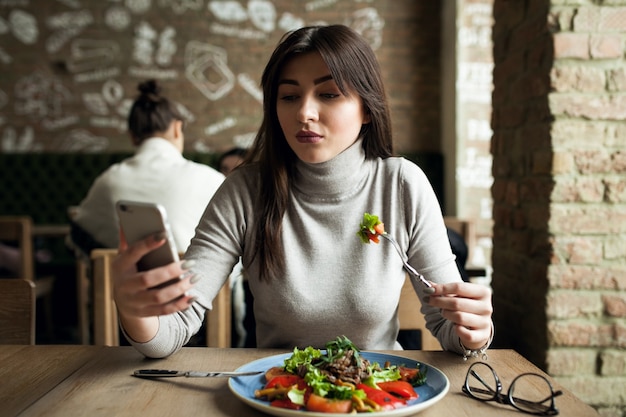 Cibo, donna, pranzo, persone, mangiare