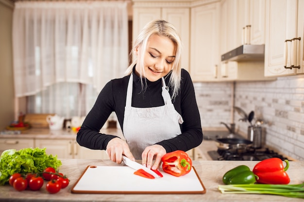 food young beautiful home kitchen