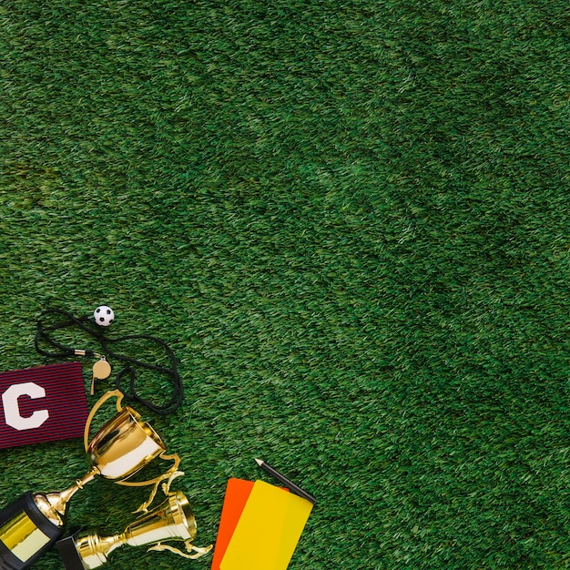 Football background with copyspace on grass