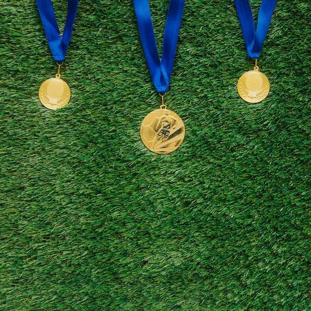 Football background with medals