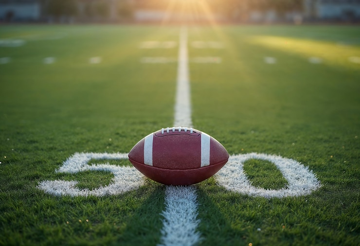 Free Photo football ball on rugby field