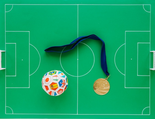 Free photo football composition with medals