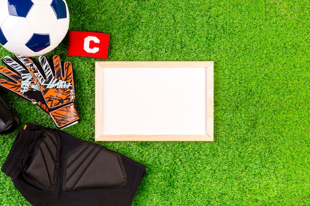 Free photo football composition with whiteboard