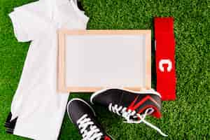 Free photo football composition with whiteboard