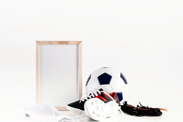 Free photo football composition with whiteboard