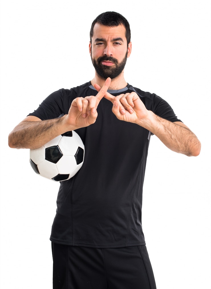Free Photo football player doing no gesture