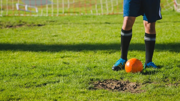 Football player on grass