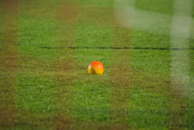 Football scene with ball and net