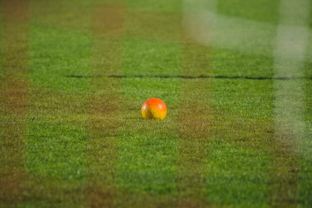 Football scene with ball and net