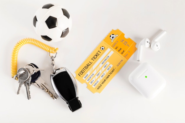 Free photo football ticket and referee equipment