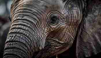 Free photo forefront focus on elephant portrait majestic and wrinkled generated by ai