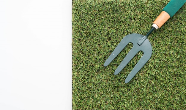 Free photo fork harrows on grass