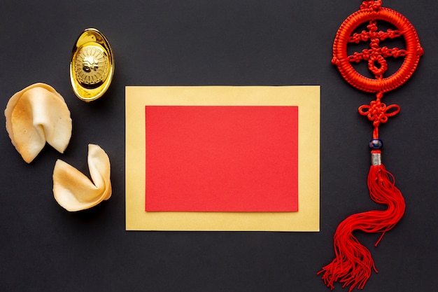 Fortune cookies and card mock-up chinese year