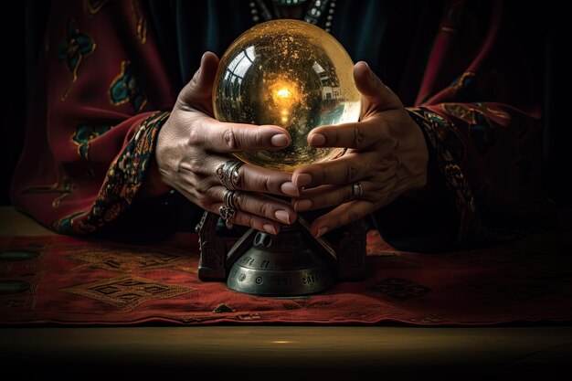 Fortune teller with crystal ball Close up Ai generative